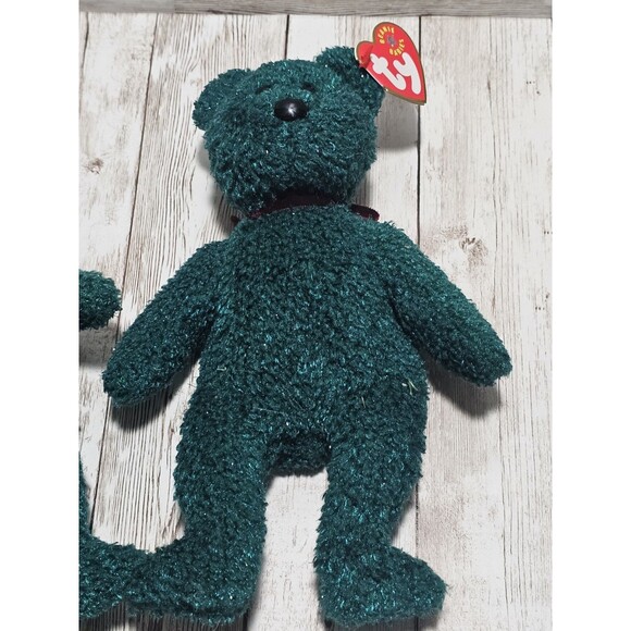 2001 Ty Beanie Babies Holiday Bear Stuffed Animals Green Plushies Lot of 3 - Picture 5 of 10